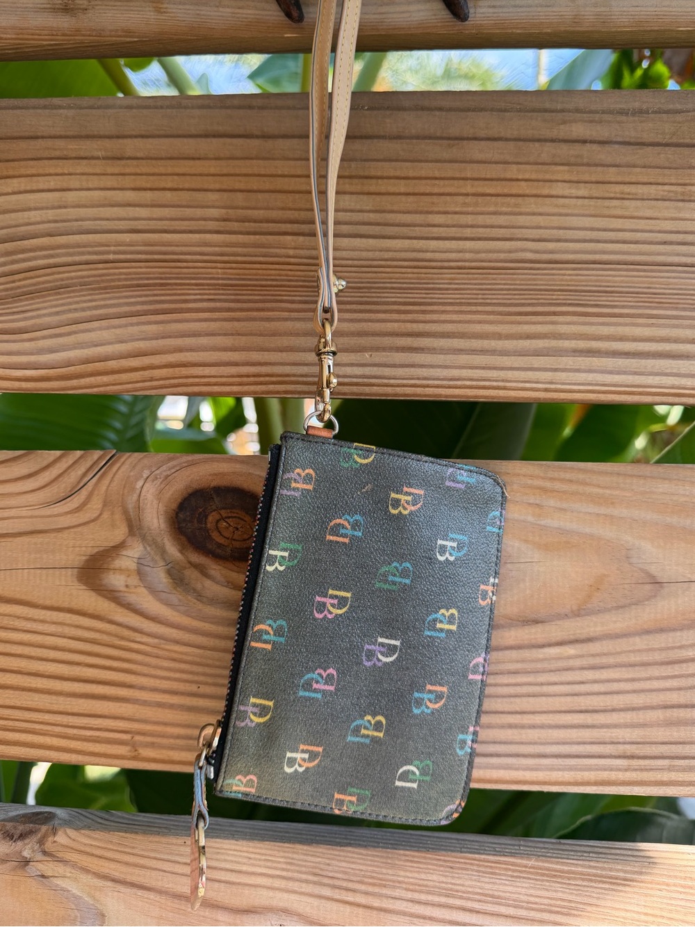 Vintage Dooney and Burke Monogram Wristlet Wallet -